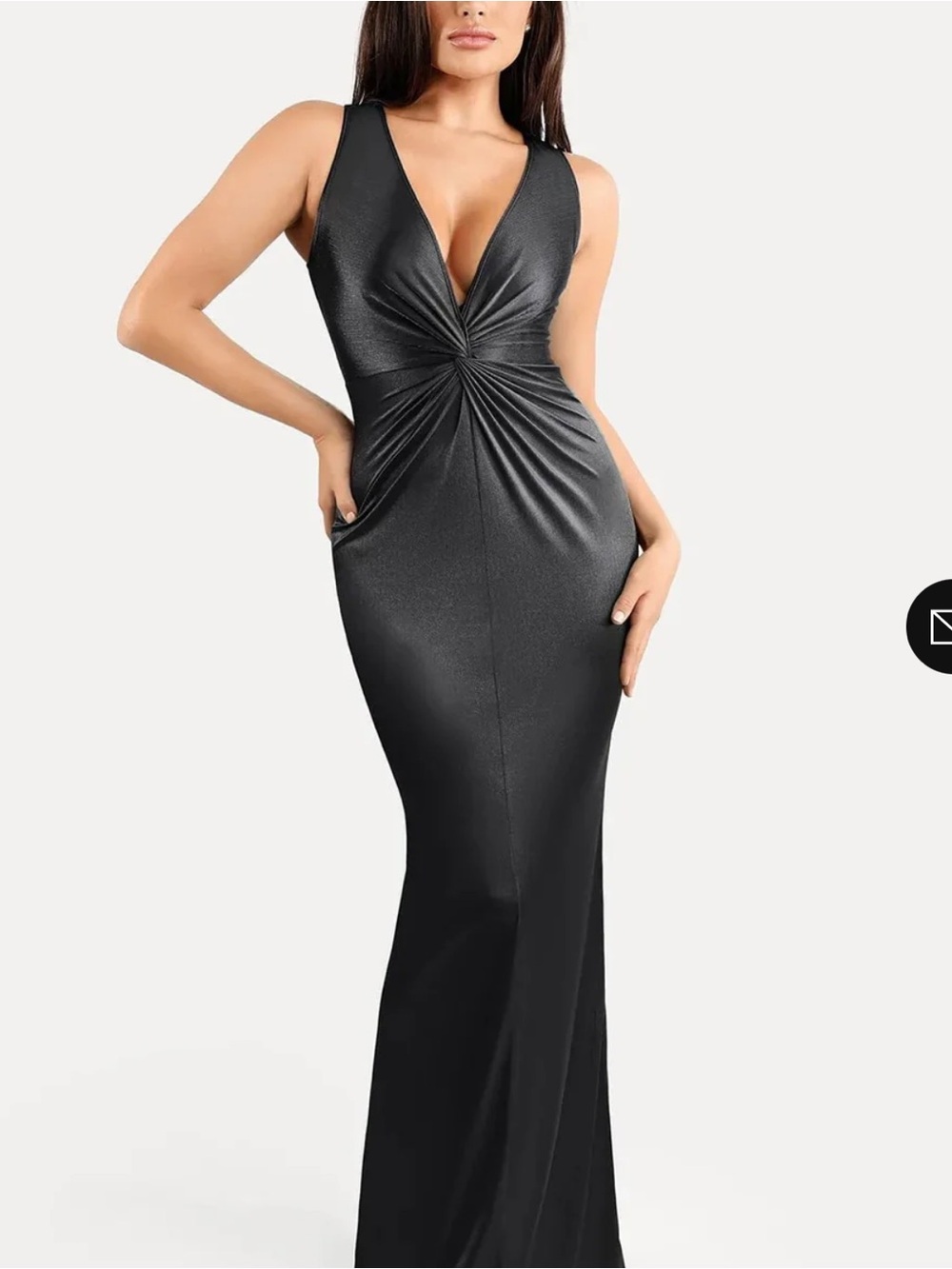 Shapewear Shine Deep V-Neck Bias Twist Hourglass Maxi Dress